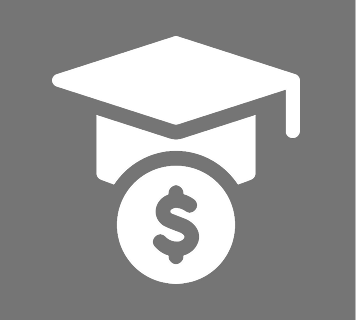 Graduation cap with dollar sign icon.