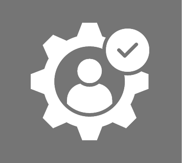 User profile gear with check mark.